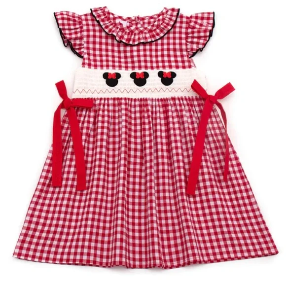 Honey Bean red gingham smocked Disney Minnie dress new - Picture 1 of 3